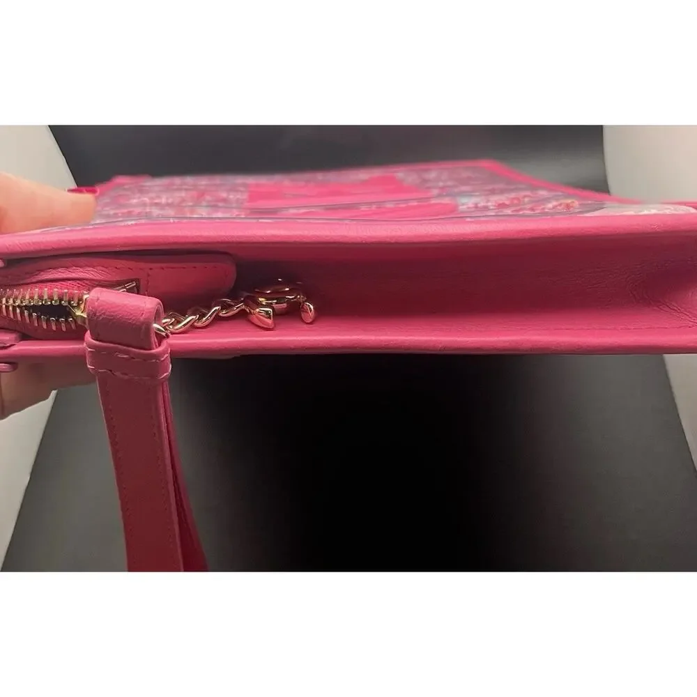 CHANEL Pink Tweed Large Logo Zip Pouch Clutch - Picture 6 of 14